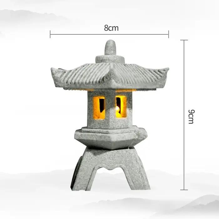 Mini pagode lanterne lumière jardin Statue Micro paysage Aquarium Zen cour