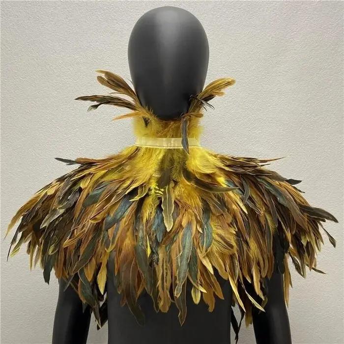 Châle de Style Gothique avec Plumes pour Femme