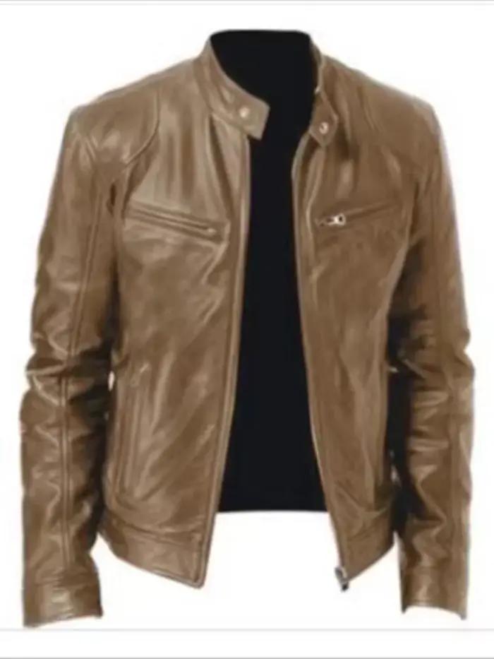 Veste en cuir PU coupe couvertes pour hommes