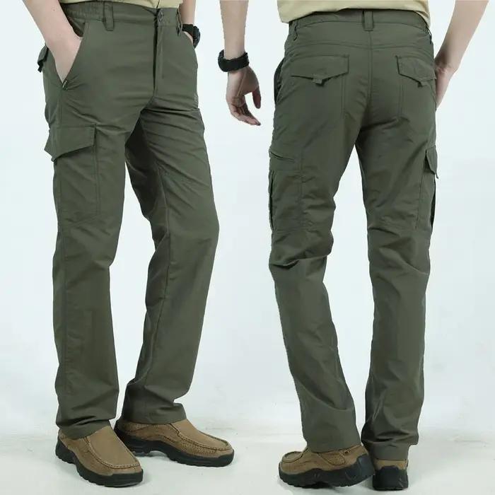 Pantalon cargo tactique été homme léger imperméable - Survêtement randonnée multi-poches résistant