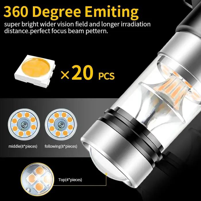 Ampoules LED CAN-bus PY24W 5200s, jaune ambre, sans erreur, pour BMW série 3 4 5 X3 E70 X5 X6 Z4, cl