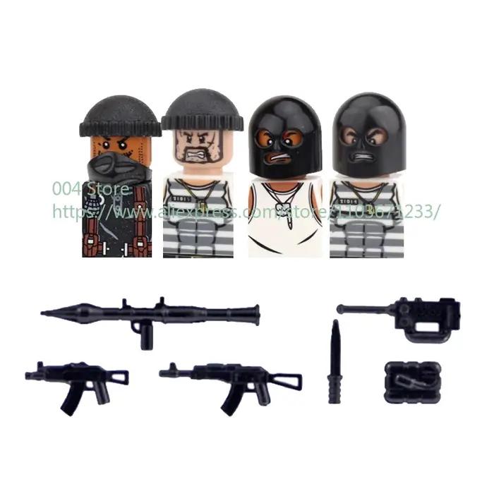 Figurines de forces spéciales militaires, blocs de construction, armes, tenue Ghillie, sniper, SWAT, Ghost, KSK, police, bandit, jouet pour garçon, cadeau F029