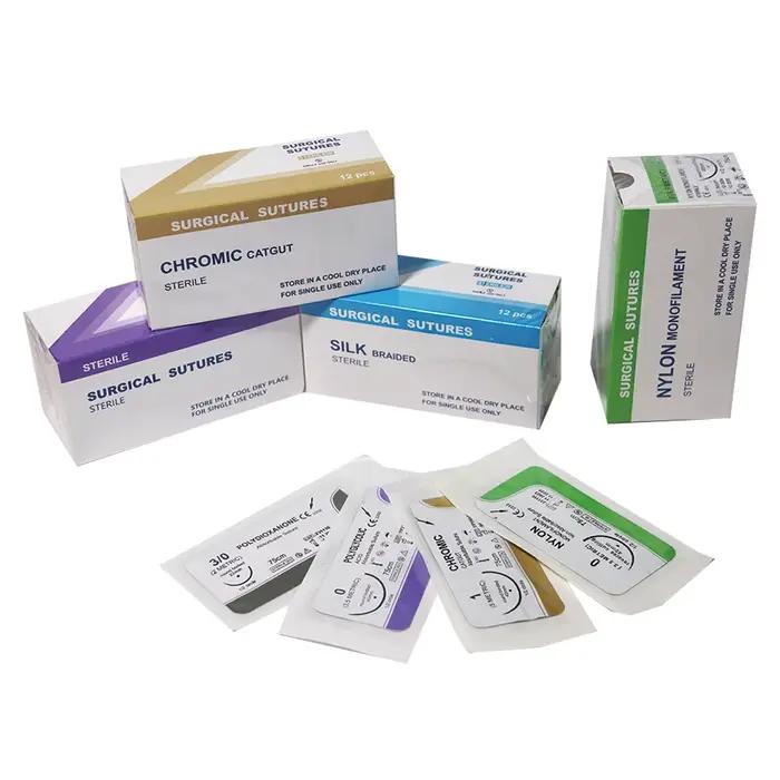 12 pièces de fils de suture chirurgicaux Vicryl 75 cm 1 0 2/0 3/0 4/0 avec aiguilles pour chiens