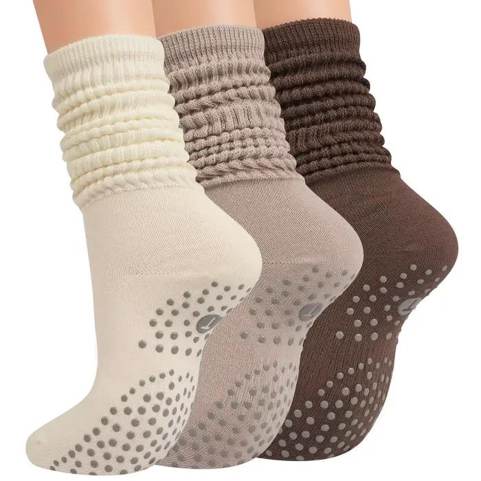 Chaussettes yoga professionnelles anti-dérapantes mi-mollet Pilates femme pour chasse silencieuse