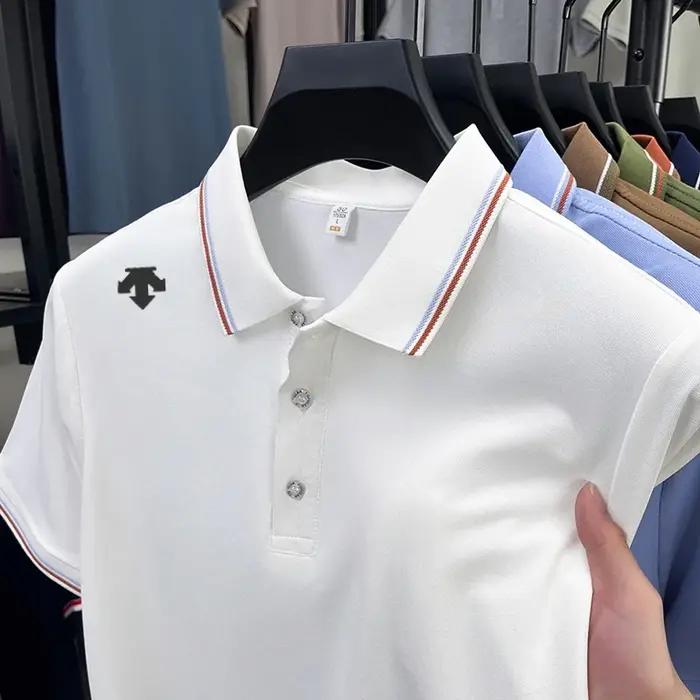Polo décontracté de luxe haut de gamme pour homme avec logo brodé – Nouvelle collection été, respirant, idéal pour le golf et les affaires, à manches courtes