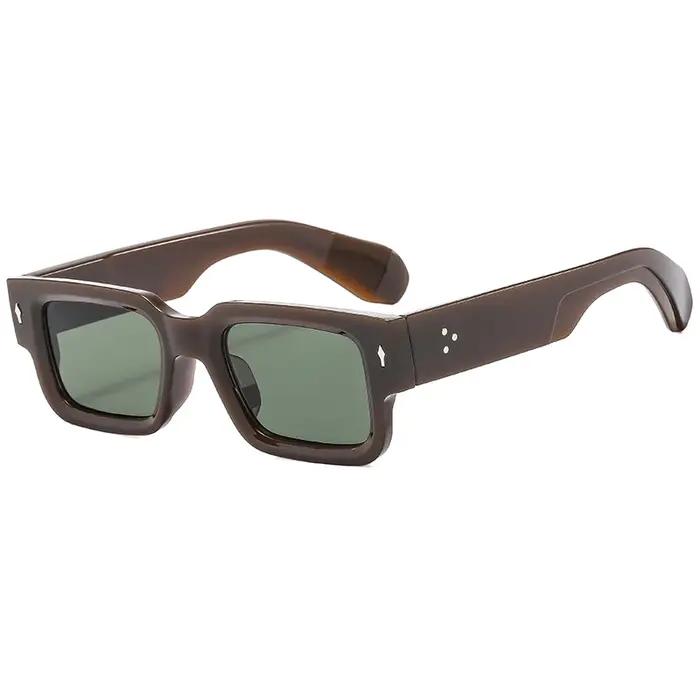 Lunettes de randonnée carrées rivetées anti-lumière homme - Style punk rétro rectangle UV400 qualité