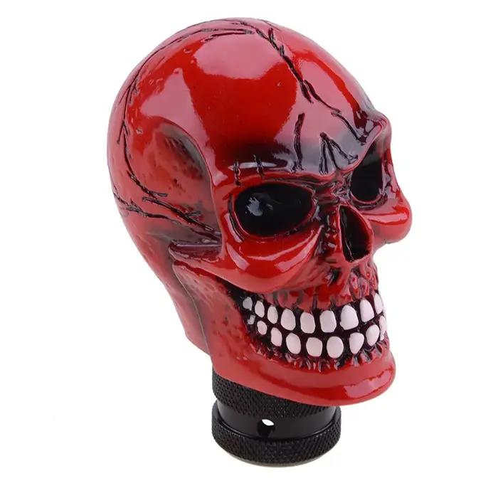 Pommeau de levier de vitesse crâne personnalisable en aluminium alloy pour voitures, adaptable, disponible en argent, blanc, or, orange, rouge et noir