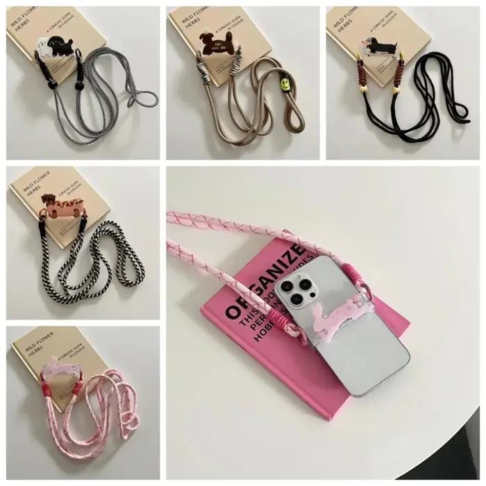Bandoulière dessin animé pour téléphone avec clip arrière et sangle de cou amovible pour filles, chien et lapin, style unique pour occasions spéciales
