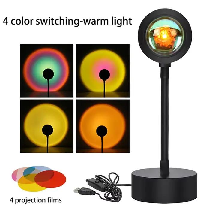 Lampe LED de coucher de soleil, projecteur USB, décoration de fête d'anniversaire, lumières d'ambian