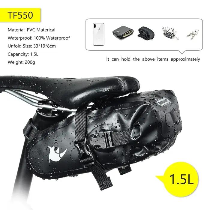 Rhinowalk sac de selle de vélo étanche 5L-13L grande capacité pliable sac arrière