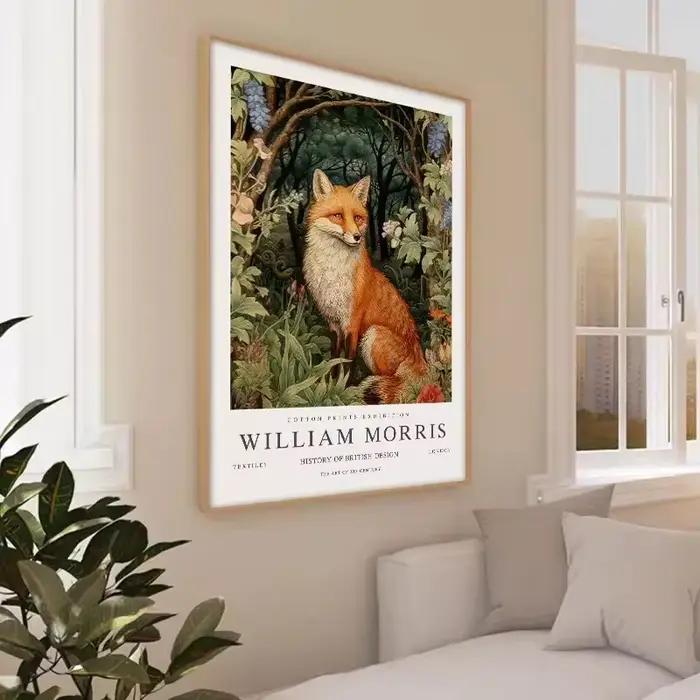 Affiche d'exposition de musée d'animaux de William Morris oiseau hibou fruits papillon fleur impression sur toile décoration murale sans cadre pour maison occasions spéciales