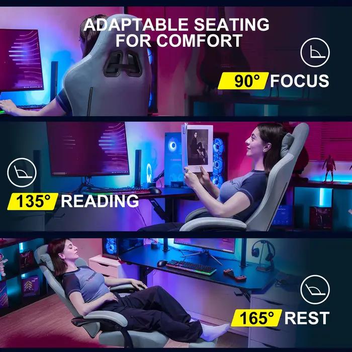 GTPLAYER Chaise de jeu avec coussin à ressorts ensachés, accoudoirs et repose-pieds à liaison, chais