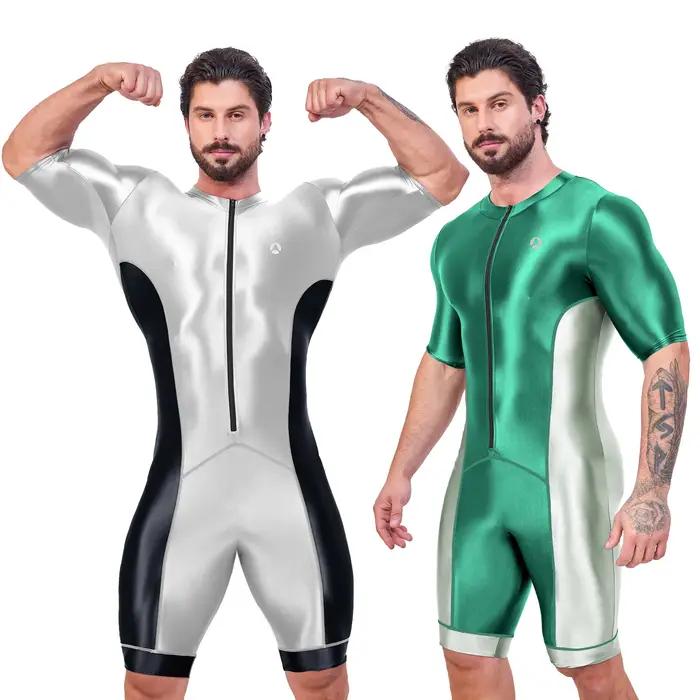 Maillot de bain homme AMORESY en satin brillant, nylon et élasthanne, pour nage, yoga et sport, disponible en plusieurs couleurs et tailles