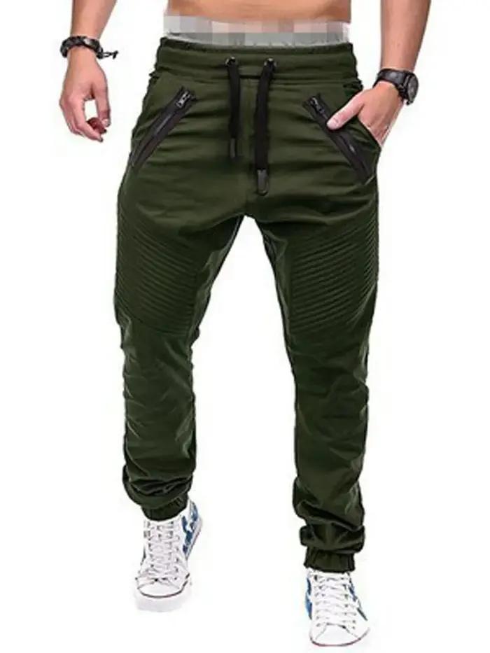 Pantalon homme été élastique cordon zip slim rayé harem casual BSD-8812 léger confortable
