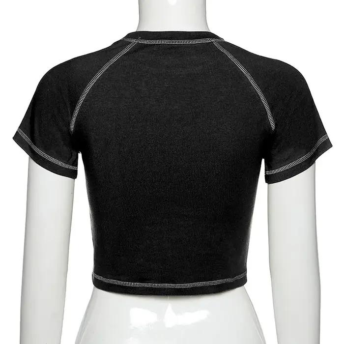 T-shirt femme Harajuku haut court Harajuku rétro coréen noir démon Punk gothique Anime imprimé vêtem