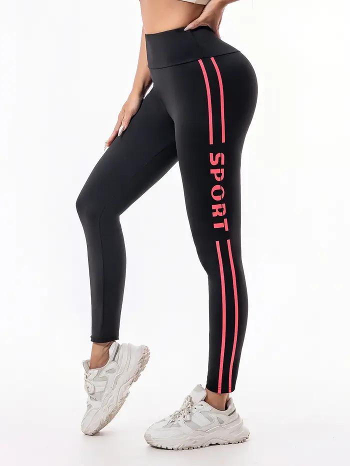 Pantalon de yoga taille haute pour femmes, pantalon de course, d'entraînement, de fitness, avec lett