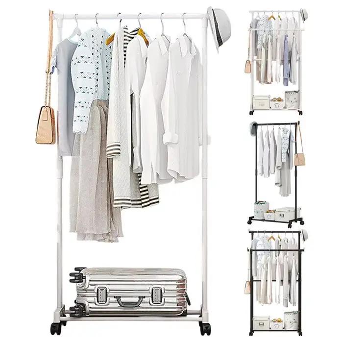 Cintre mobile à roulettes pour chambre à coucher, vêtements doubles, rapport Everthe, vêtements T1 a