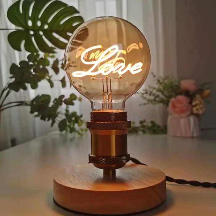 Ampoule Edison rétro à intensité variable E27, 220V, 110V, 4W, G95, lettre d'amour, décoration de ma