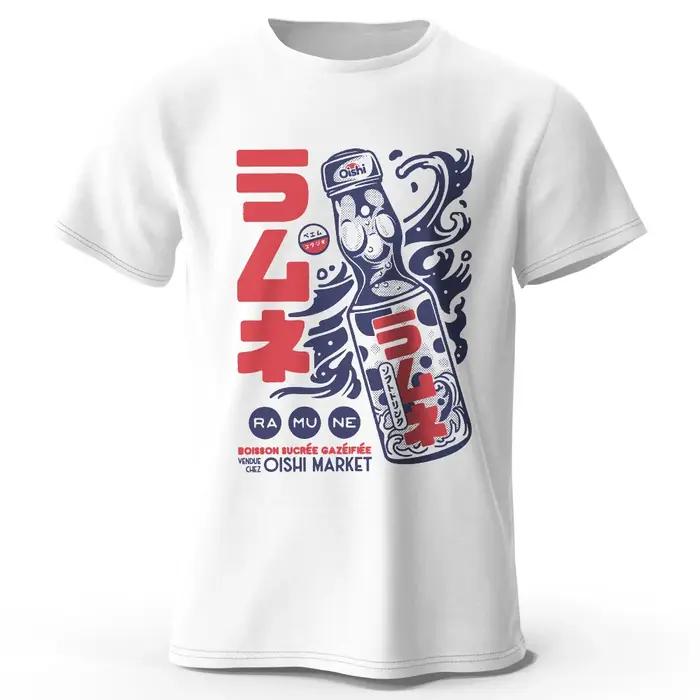 T-Shirt 100% coton imprimé avec personnage d'anime pour hommes, T-Shirt à manches courtes et col ron