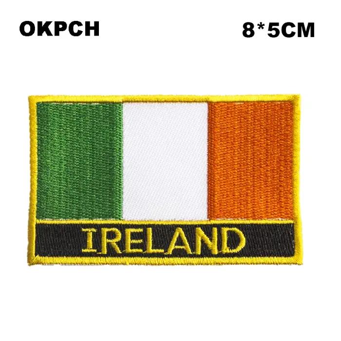 Drapeau National d'Irlande brodé à repasser sur patchs pour vêtements, badges métalliques PT0130-3