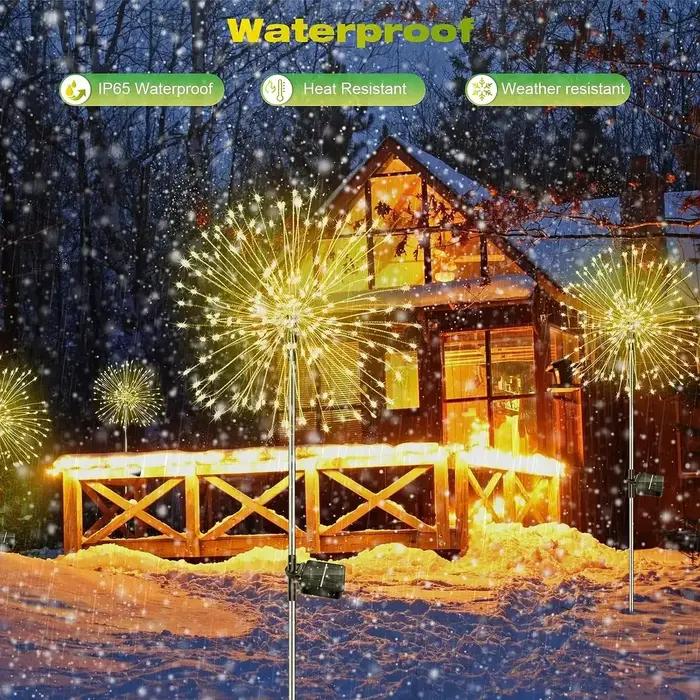Feu d'artifice solaire LED d'extérieur, décoration de jardin, lumières féeriques, étanche, pissenlit