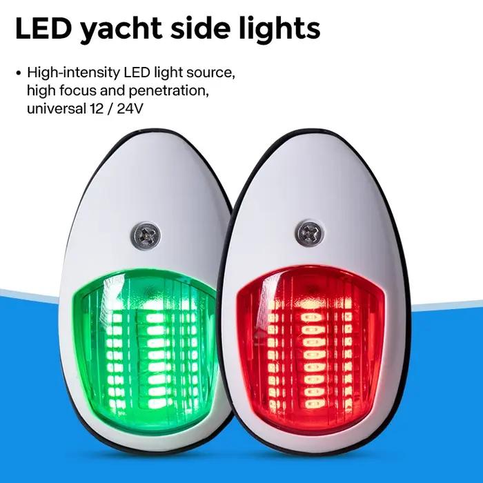 Enquêter de navigation LED côté gauche et côté soleil, feu latéral de yacht, feu de voile pour bateaux, feu de canal, signal lumineux