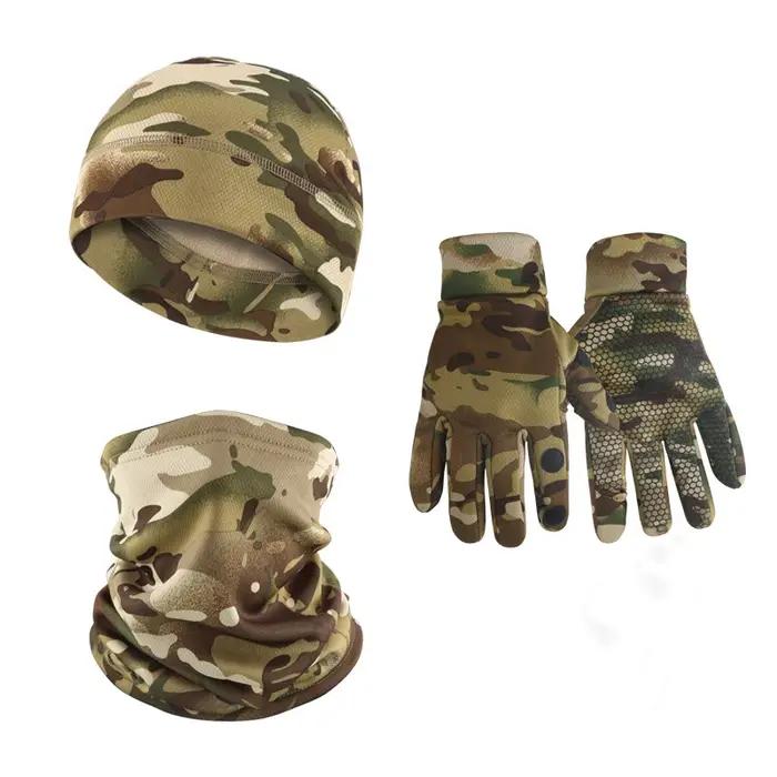 Set tactique 3 pièces Mcap Plus polaire - Gants masque bonnet hiver chasse outdoor extrême