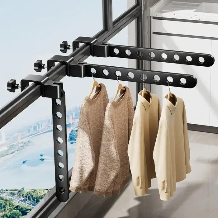 Porte-vêtements noir pliable et rotatif