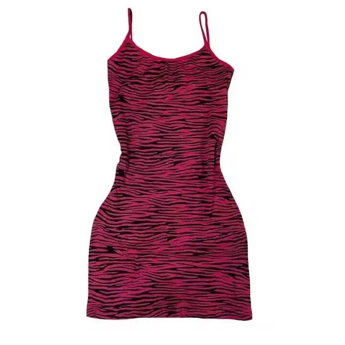 Robe moulante courte à imprimé zèbre rose Y2K pour femmes