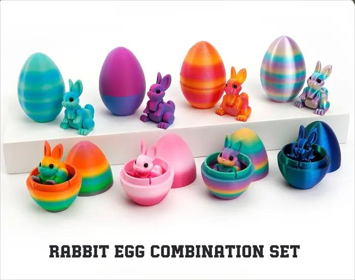 Ornement d'œufs de lapin imprimé en 3D, modèle animal, lapin de Pâques, ornement de bureau à domicile, cadeau de Pâques