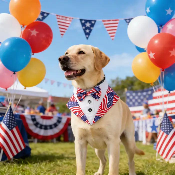 Collier de smoking pour chien Sucado avec drapeau américain et nœud papillon