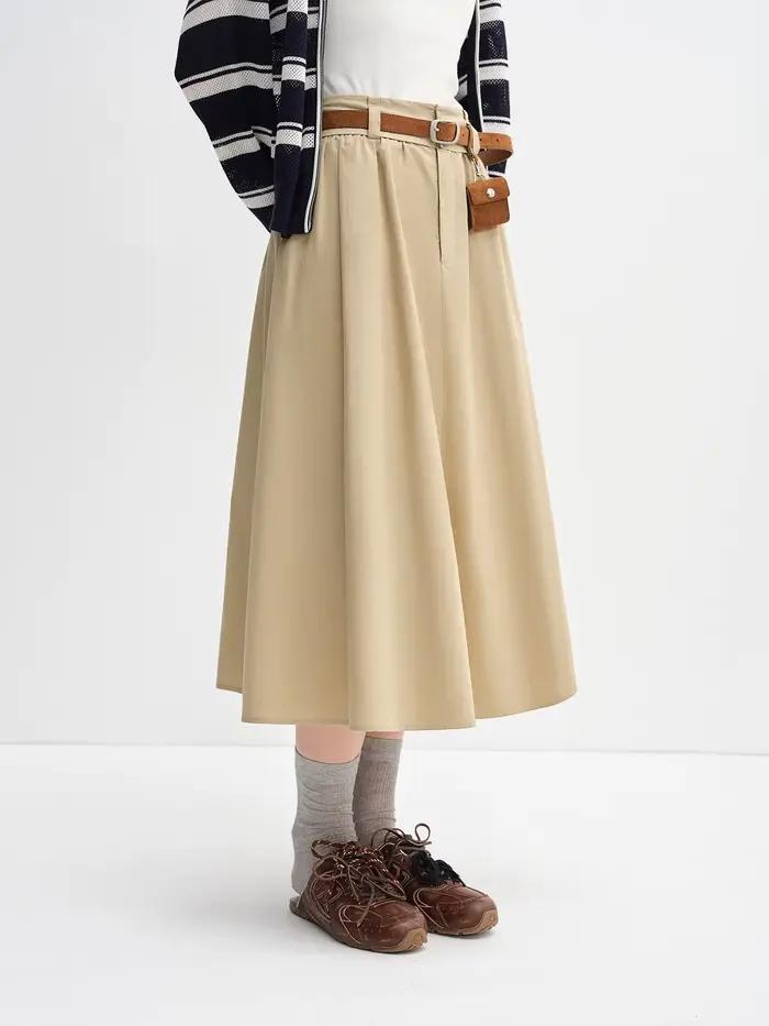 DUSHU femmes taille large taille haute a-ligne jupe 2025 automne nouveauté décontracté vêtements de