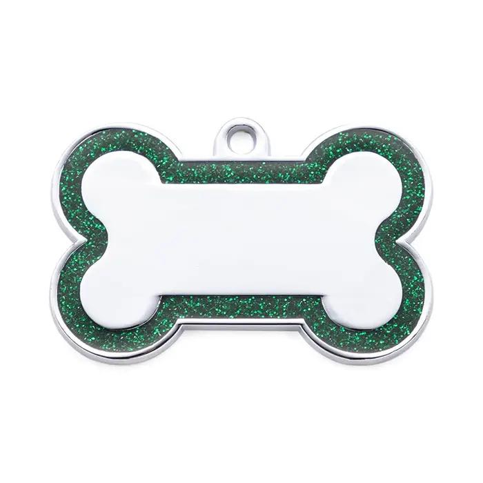 Pendentif d'identification personnalisé double face pour chien et chat, avec paillettes, accessoires
