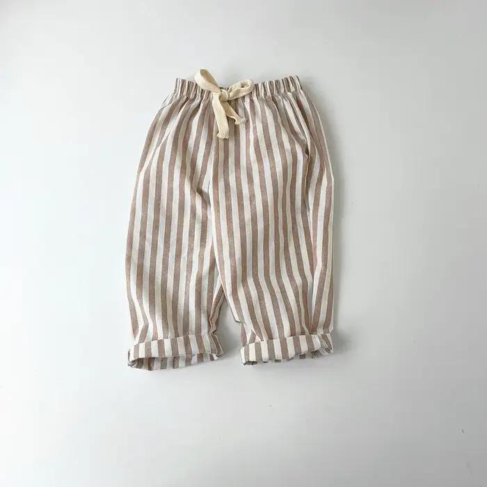 Pantalon à rayures en coton et lin pour garçon et fille