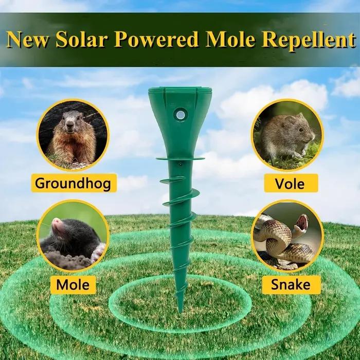 Répulsif de taupes puissant et efficace à énergie solaire avec vis