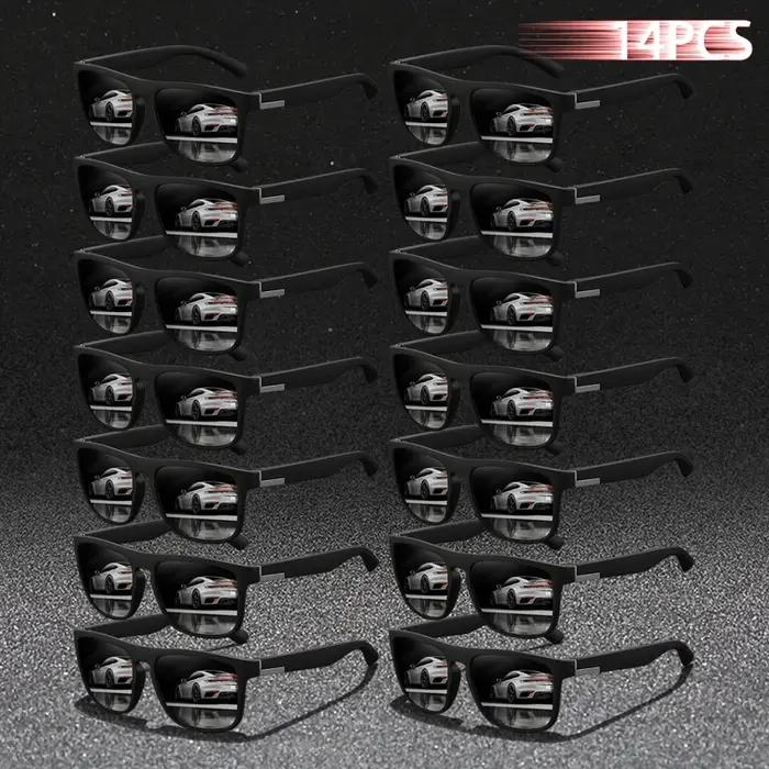 Lunettes de soleil à monture carrée pour hommes et femmes, 14 pièces, à la mode, pour la conduite en