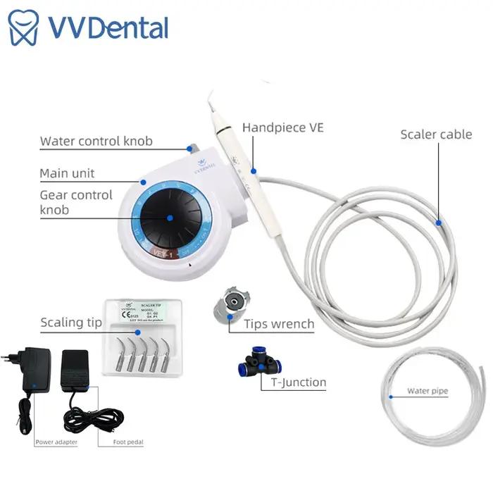 Appareil de détarage ultrasonique dentaire VET-1 avec pièce à main et 5 embouts pour le nettoyage des dents et l'élimination du tartre