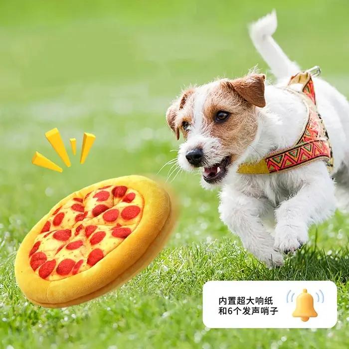Jouet en peluche pour chien en forme de pizza ou de beignet
