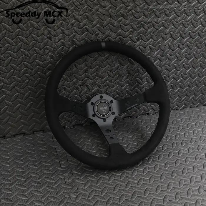 Volant de voiture en daim et cuir véritable, 14 pouces, 350mm, dérive Concave profonde, JDM Racing,