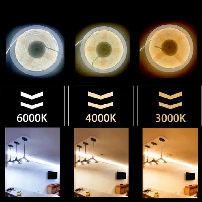 8mm Ultra mince DC 12 V/24 V coloré COB LED bande lumières pour la décoration intérieure voiture bri
