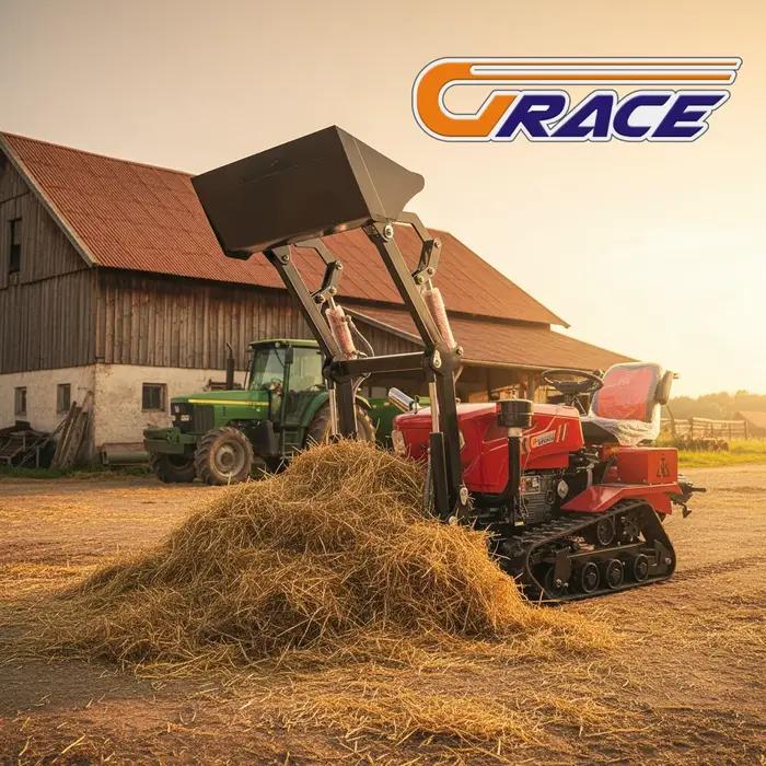 Tracteur à chenilles agricole multifonctionnel, cultivateur sur chenilles, motoculteur diesel, équipement de labour