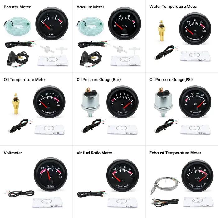 Jauge de gaz d'échappement universelle, 52mm, 2 ", 300 ~ 1300 Celsius, 12V, jauge de température ext