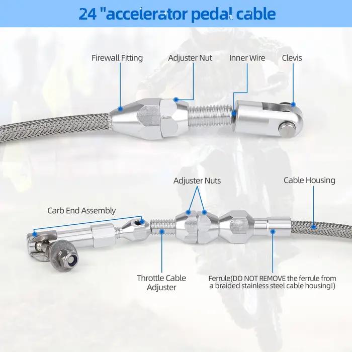 Kit de câbles de boîtier de papillon en acier inoxydable tressé de 24/36 pouces pour moteur Chevrole