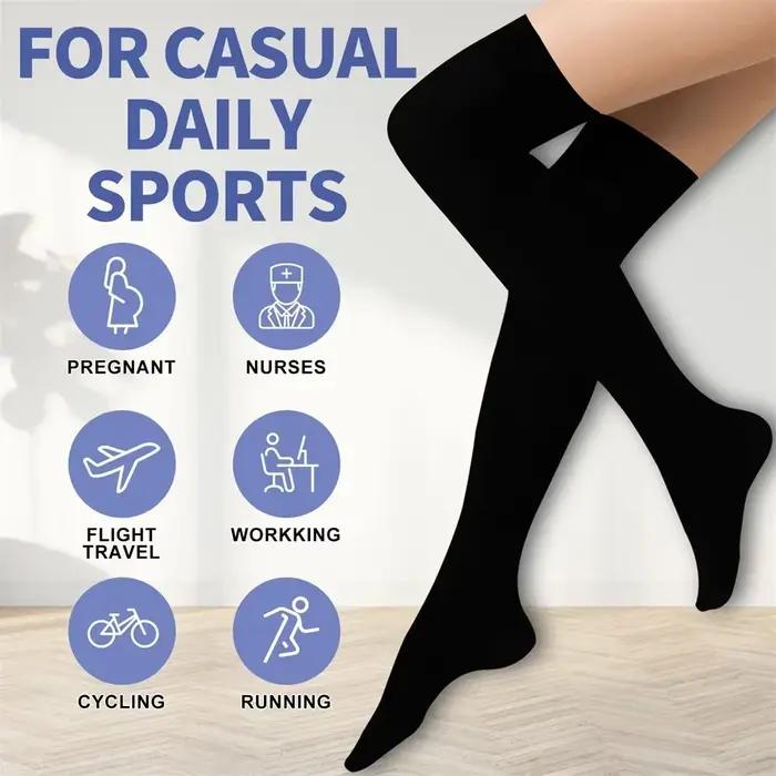 Chaussettes de compression médicales cuisses hautes - Bas de contention grossesse varices œdème running