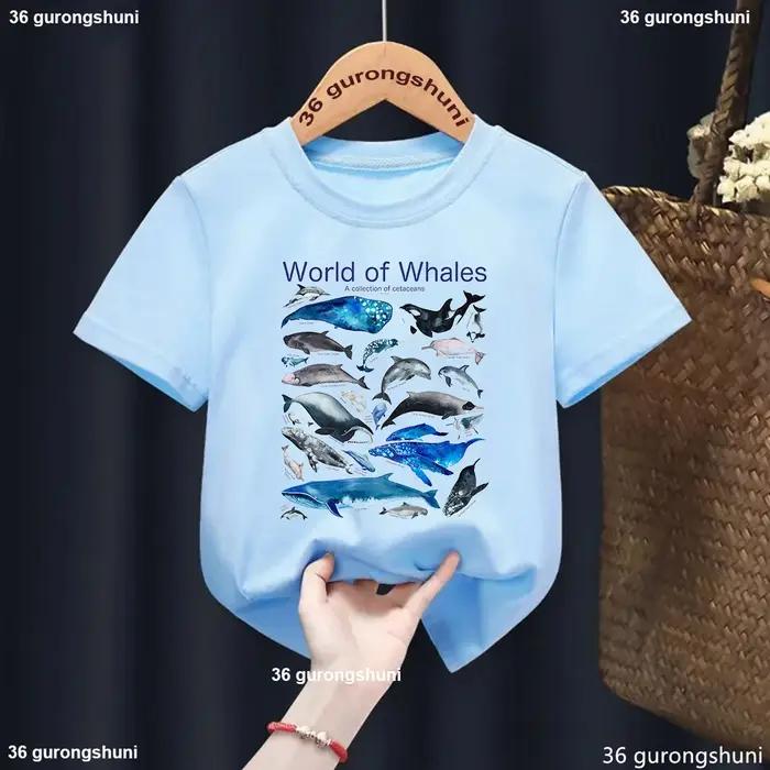 Monde des baleines impression graphique T-Shirt filles/garçons Harajuku Kawaii enfants vêtements dauphin T-Shirt été à manches courtes T-Shirt