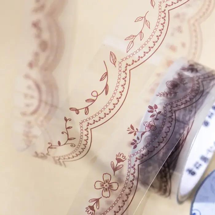 Journal GO en plastique avec bordure dentelle rétro pour scrapbooking et planification, avec bandes autocollantes et ruban de masquage pour femmes et occasions spéciales