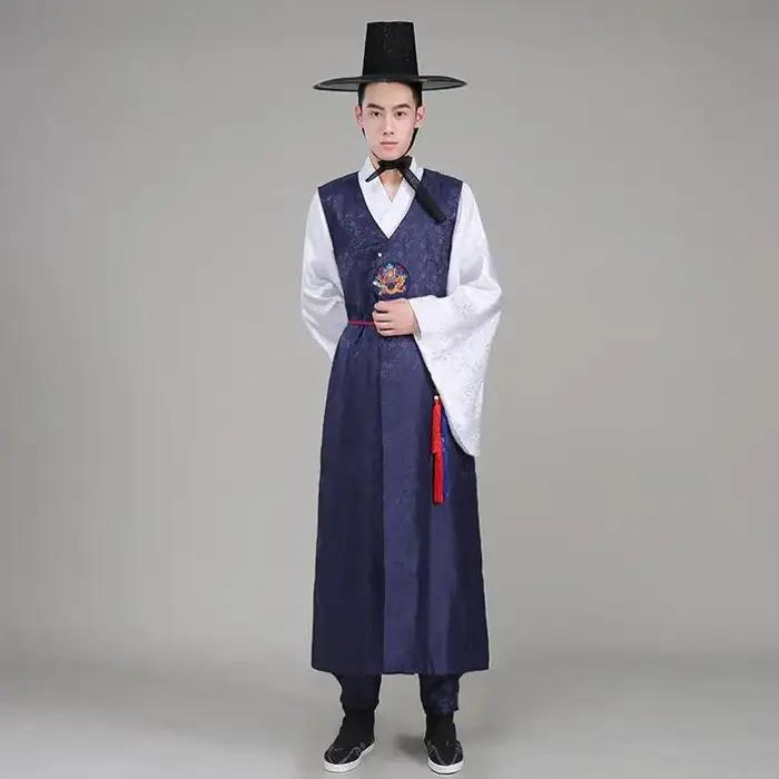 Robe Hanbok traditionnelle coréenne pour hommes robes ethniques de prairie vêtements officiels de cour costume de scène masculin multicolore occasions spéciales