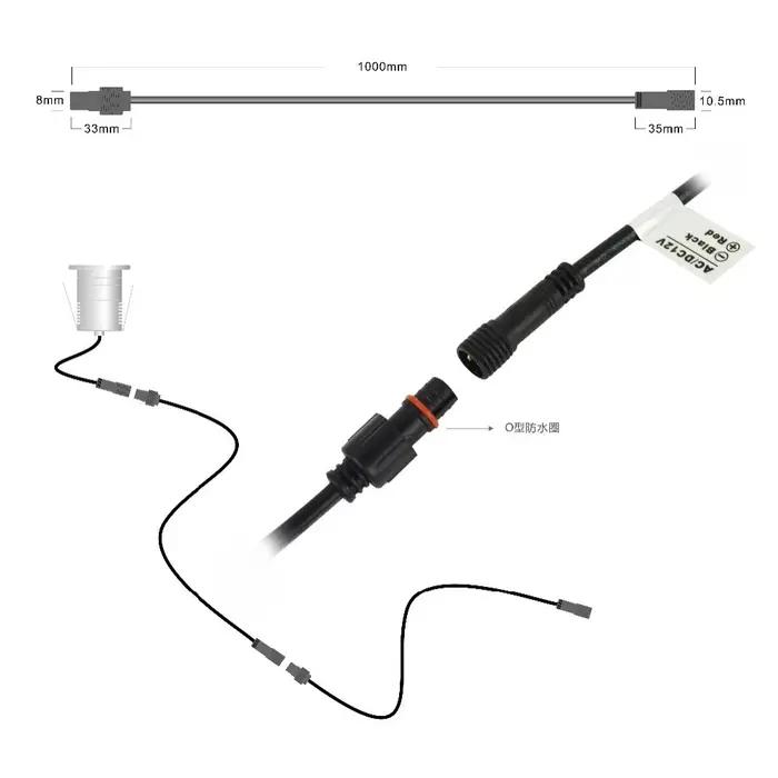 Câble LED DC 2 broches, câbles d'extension de 1 mètre, connecteur LED mâle à femelle, connecteurs ét