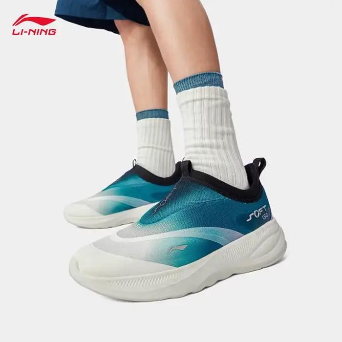 LI-NING SOFT GO 2 chaussures de marche pour hommes sans lacet doux talon épais confortable portable