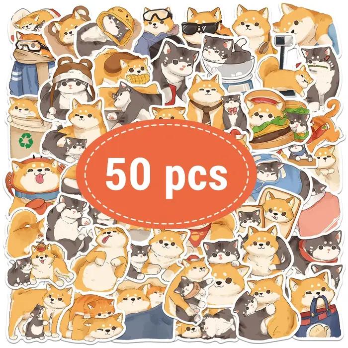 Autocollants Shiba Inu Akita Adhésifs Mignons et Amusants Pour Chat Chien Ordinateur Portable Bullet Journal Occasions Spéciales